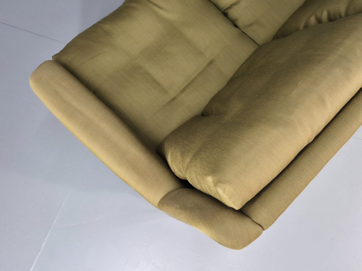 Vintage Mid Century 4 Seat Sofa Green Cotton Upholstery 1960s Retro EB11374