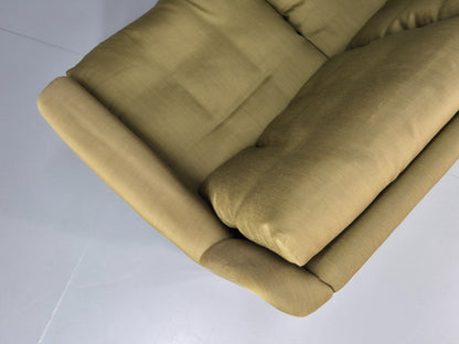 Vintage Mid Century 4 Seat Sofa Green Cotton Upholstery 1960s Retro EB11374