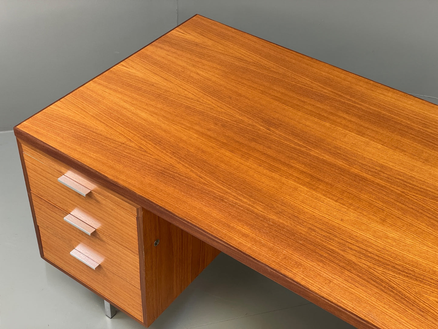 Vintage Teak Executive Desk Mid Century 1960s Drawers Chrome Retro EB12896