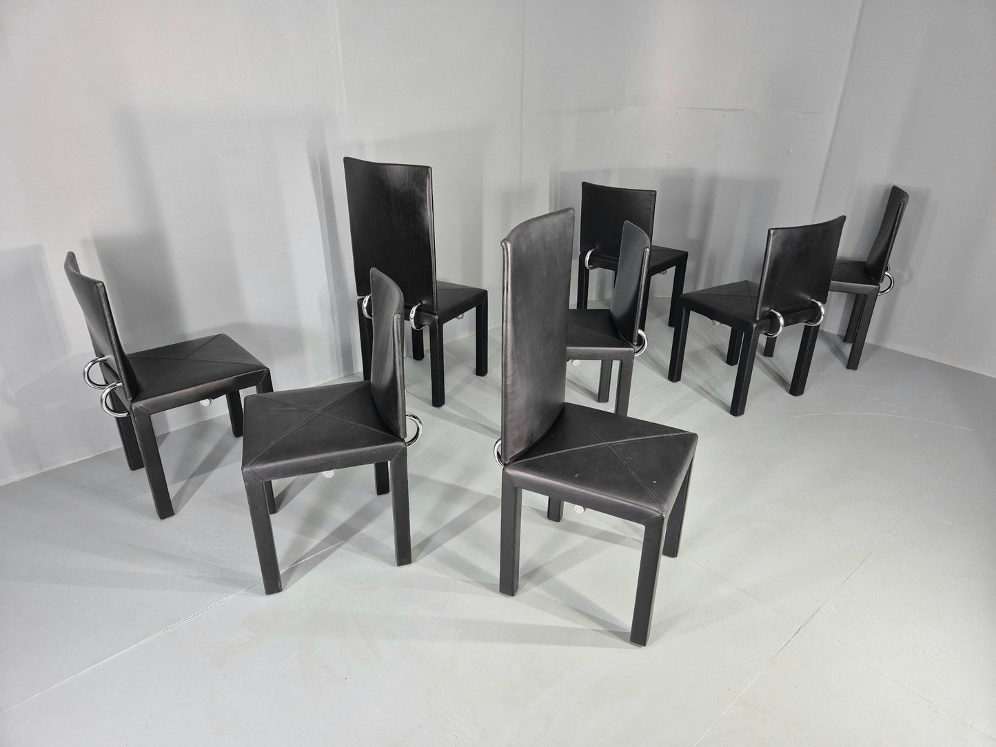 8 Vintage BB Italia Chairs Paolo Piva Leather Arcadia Model Post Modern EB12566