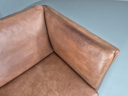 Vintage Mid Century 2 Seater Sofa Danish 1980s Leather Retro EB11636