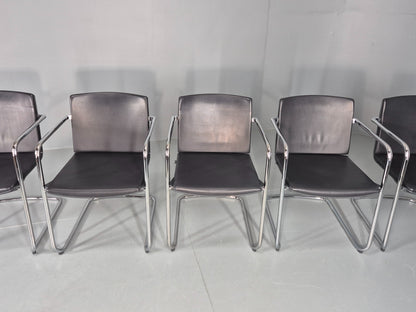 5 Vintage Stacking Chairs Wilkhahn Chrome Cantilever Frames Leather EB12239