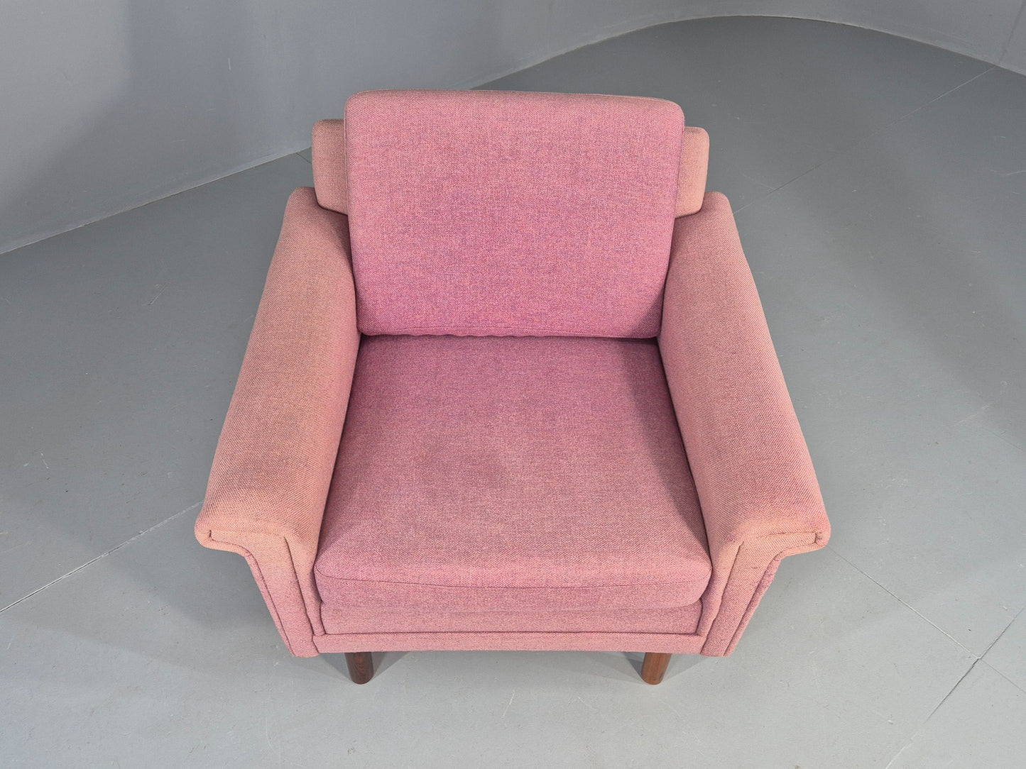 Vintage Danish Armchair Salmon Pink Wool 1960s Mid Century Retro EB12537