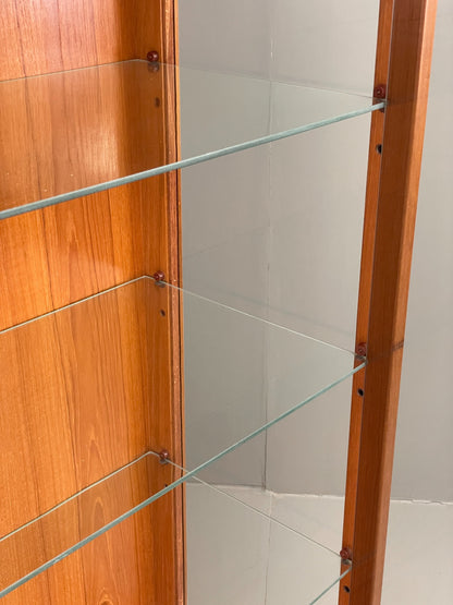 Vintage 1960s Shelving Unit Glazed Solid Teak Turnidge Of London EB12207