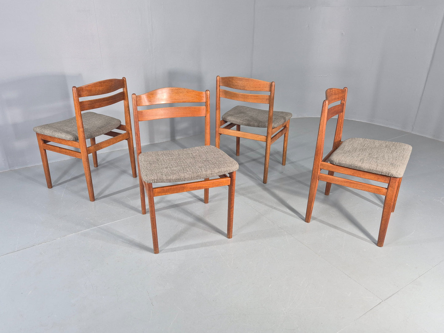4 Vintage Danish Dining Chairs Teak Frames New Upholstery Boltinge 1970s EB12263