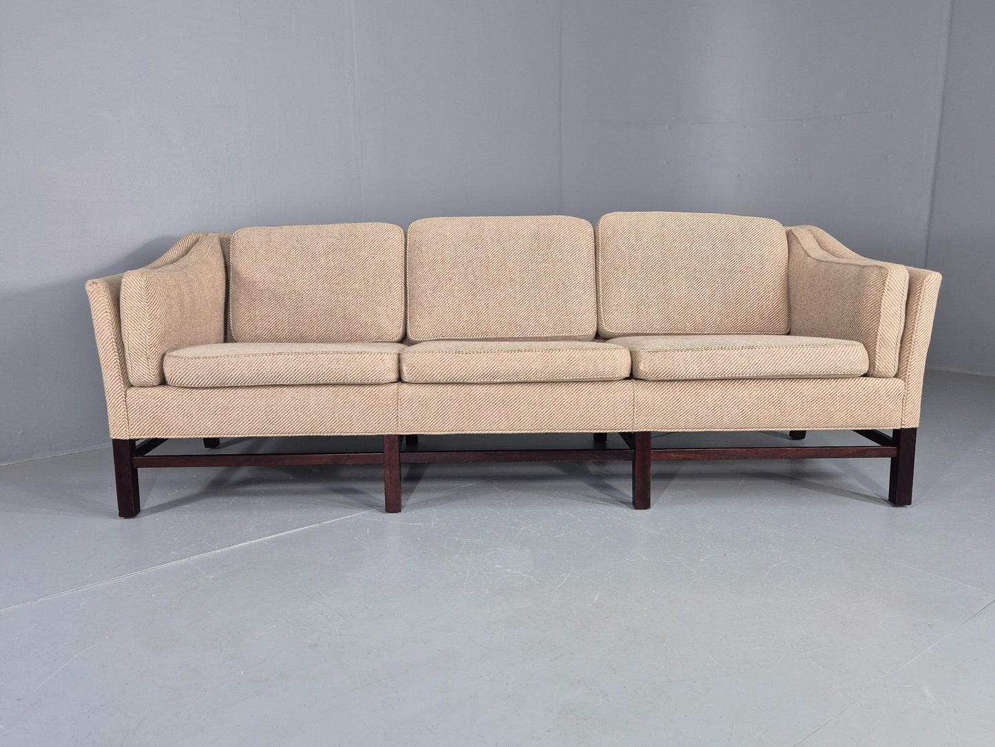 Vintage 3 Seater Sofa Danish Cream Wool Gunnar Grandt Retro MCM EB07792