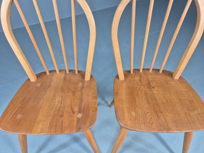 2 Ercol Windsor Chairs Elm and Beech 4 Stick Model 1960s Retro EB12269