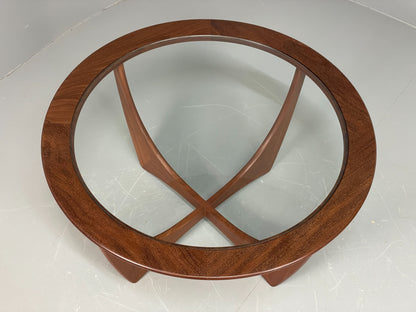 G Plan Astro Coffee Table Round Teak 1960s Mid Century Vintage Glass Top EB12072