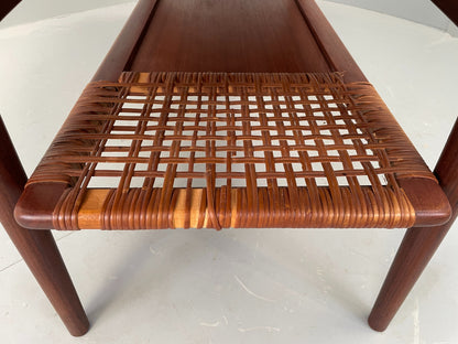 Vintage Teak Coffee Table Danish Mid Century 1960s Drawer Cane EB12356