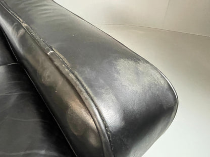 2 Vintage Mid Century Club Chairs Black Leather 1960s Retro EB04799