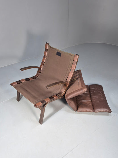 Vintage Mid Century Bentwood Danish Lounge Chair Farstup Retro 1970s EB09913