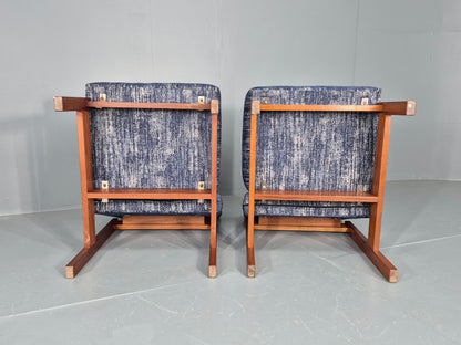 2 Vintage Lounge Chairs 1960s Mid Century Design Teak Frame Guy Rogers EB11848