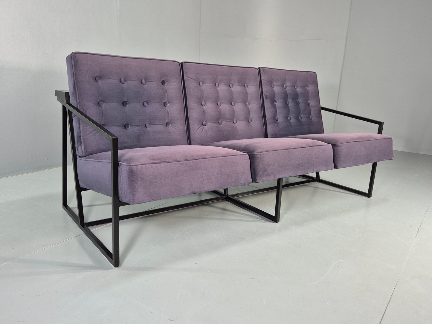Vintage 3 Seater Sofa Modern Design Orange Box Lossit Purple Velvet  EB12801