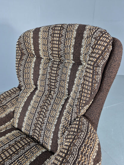 Vintage Egg Chair 1980s Retro Original Cloth Modern Design Brown Cream EB13066