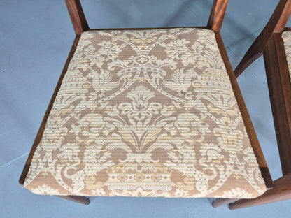 2 Vintage McIntosh Dining Chairs Teak frames Floral Upholstery 1960s EB12862