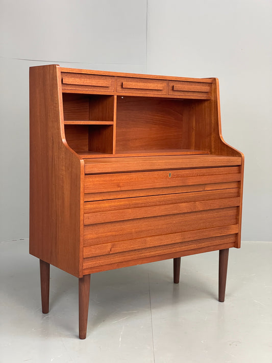 Vintage Teak Bureau Desk By Reoval 1960s Danish Mid Century Drawers EB12367