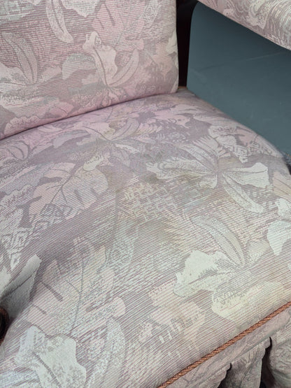Antique Danish Empire Style Lounge Chair Floral Pink Upholstery  EB9039 VCLO