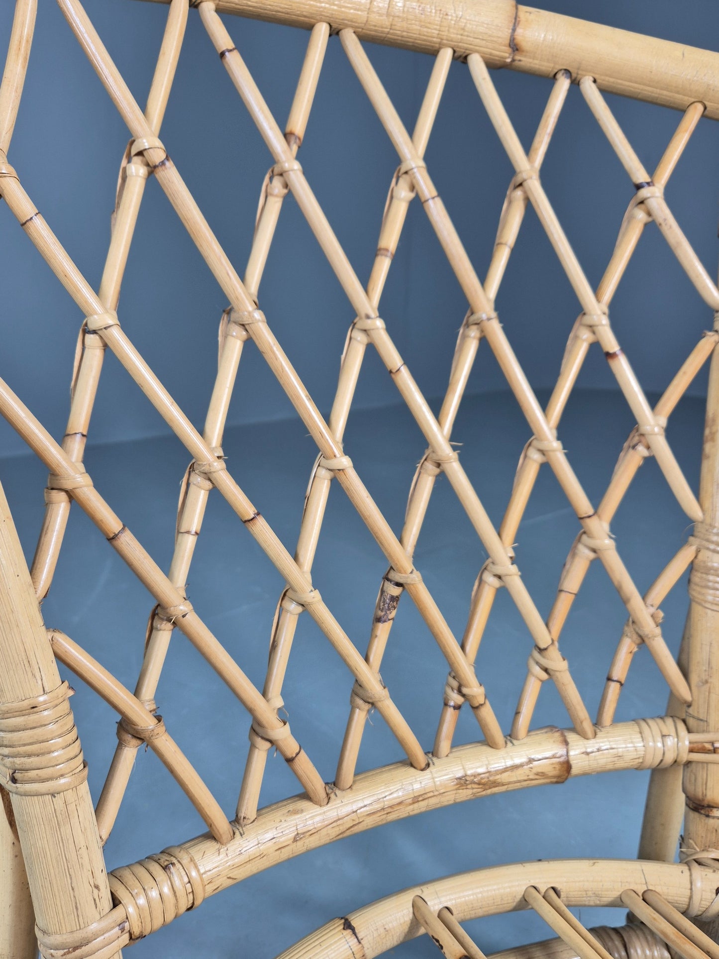 Vintage Bent Bamboose and Rattan Lounge Chair 1980s Retro Eb12649