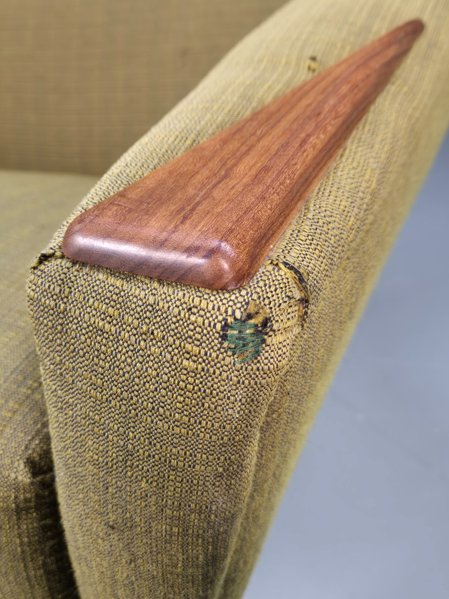 Vintage Mid Century Armchair Danish Original Green Teak Paws 1960s Retro EB8483