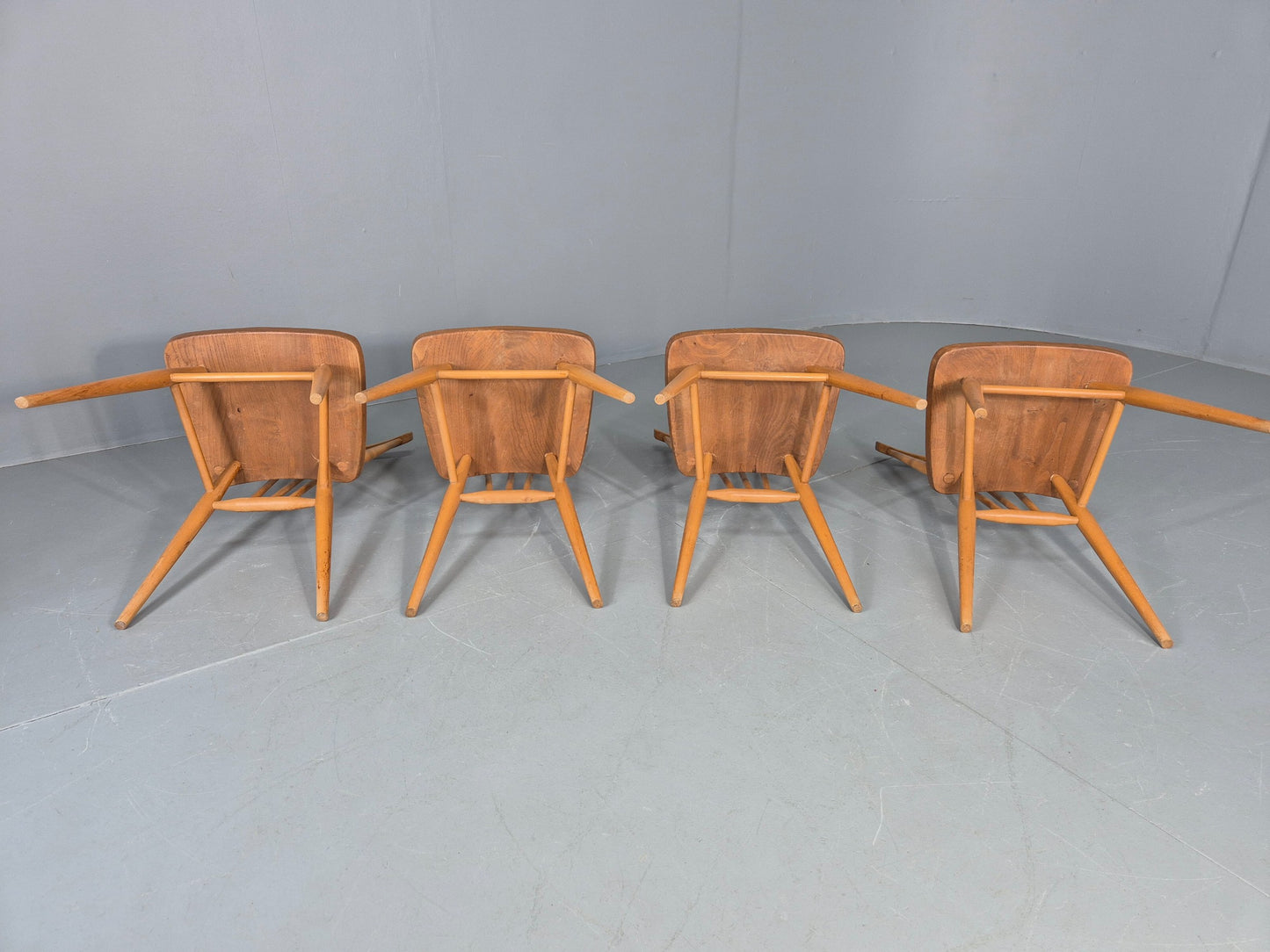 4 Ercol 391 Dining Chairs in Blonde Wood 1960s Retro MCM EB12549