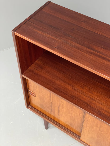 Vintage Danish 1960s Bookcase Cabinet Darkwood Sliding Mid Century Retro EB11992
