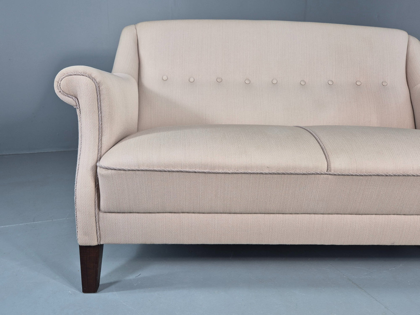 Vintage Danish 2 Seater Sofa Cottage Style Cotton Upholstery 1950s Retro EB12745