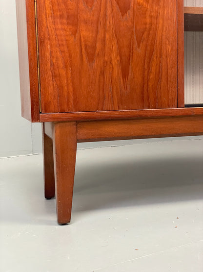Vintage Teak Bookcase 1960s Retro Mid Century Glass Doors Shelving EB12877