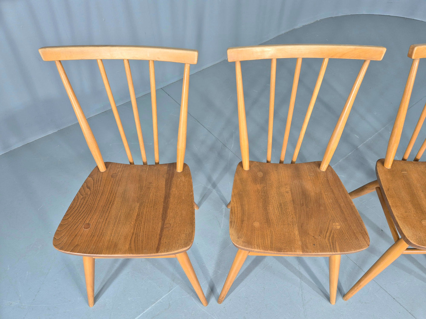 4 Ercol 391 Dining Chairs in Blonde Wood 1960s Retro MCM EB12549