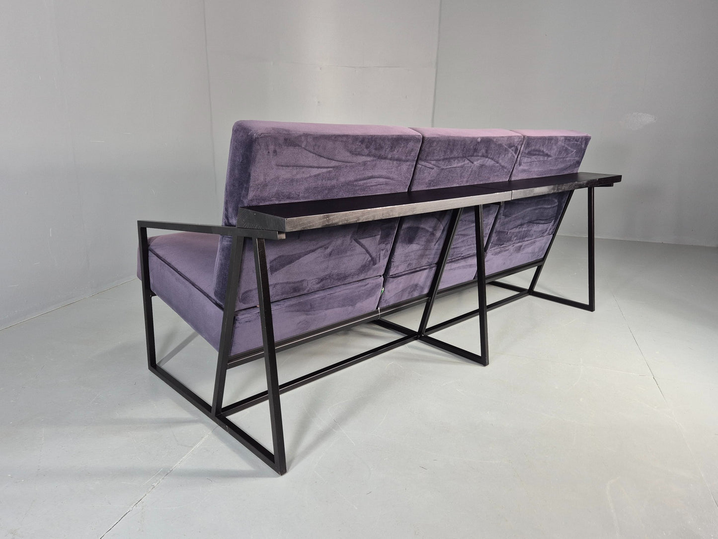 Vintage 3 Seater Sofa Modern Design Orange Box Lossit Purple Velvet EB12800
