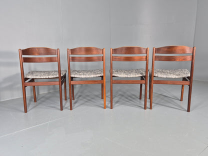 Set of four dining chairs with silver and deep blue seat pads EB11892