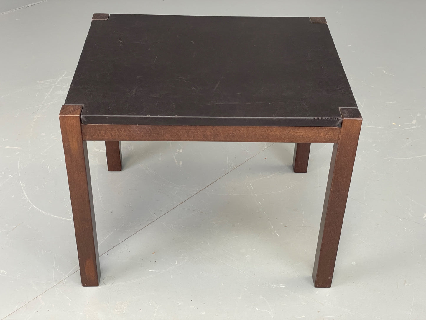 Vintage Danish Coffee Table Leather Topped Rectangular Dark Beech Wood EB12278