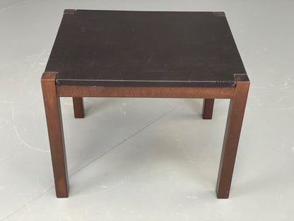 Vintage Danish Coffee Table Leather Topped Rectangular Dark Beech Wood EB12278