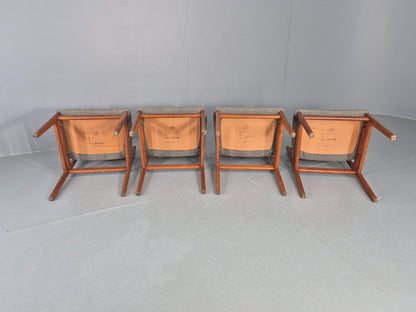 4 Vintage Danish Dining Chairs Teak Frames New Upholstery Boltinge 1970s EB12263