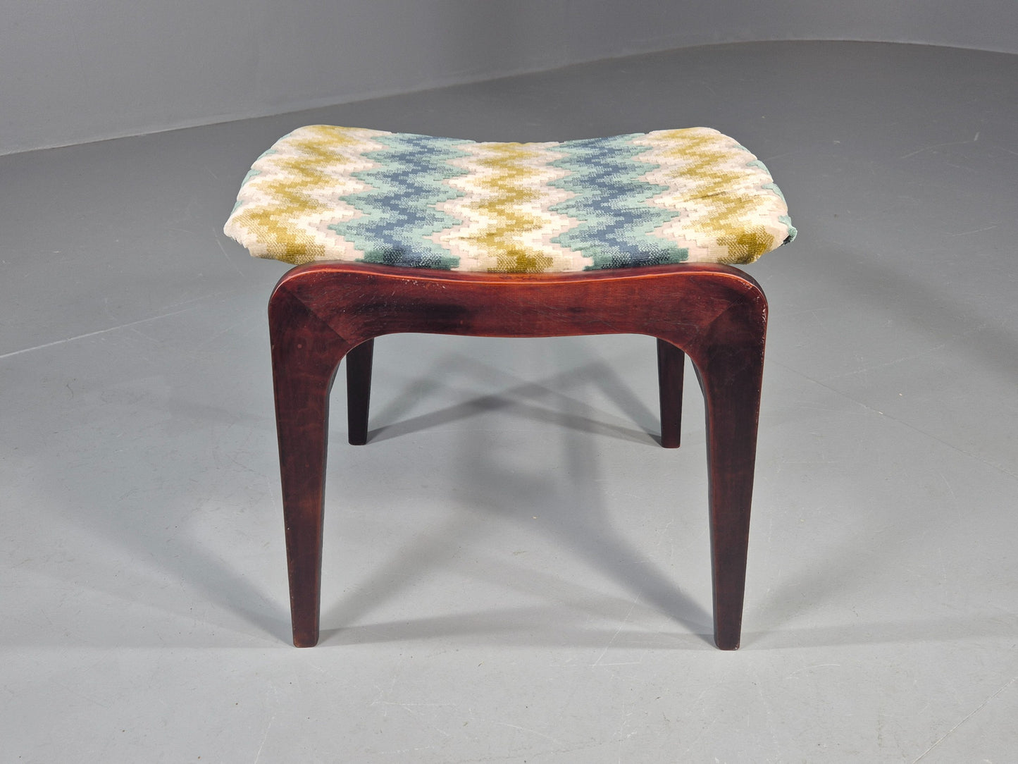 Vintage Mid Century Footstool Danish Design Chevron Pattern 1960s EB12028