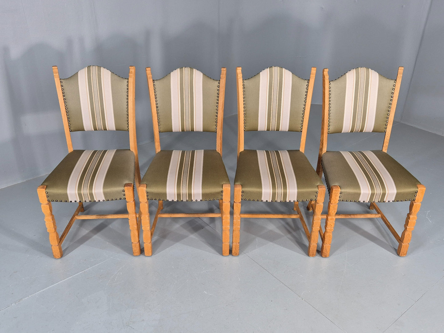 4 Vintage Henning Kjaernulf Dining Chairs Oak Frame 1970s Retro  EB12127