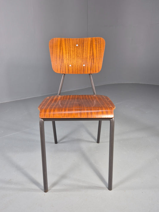 Vintage Danish Steel and Plywood Dining or Workspace Chair 1960s MCM  EB12474