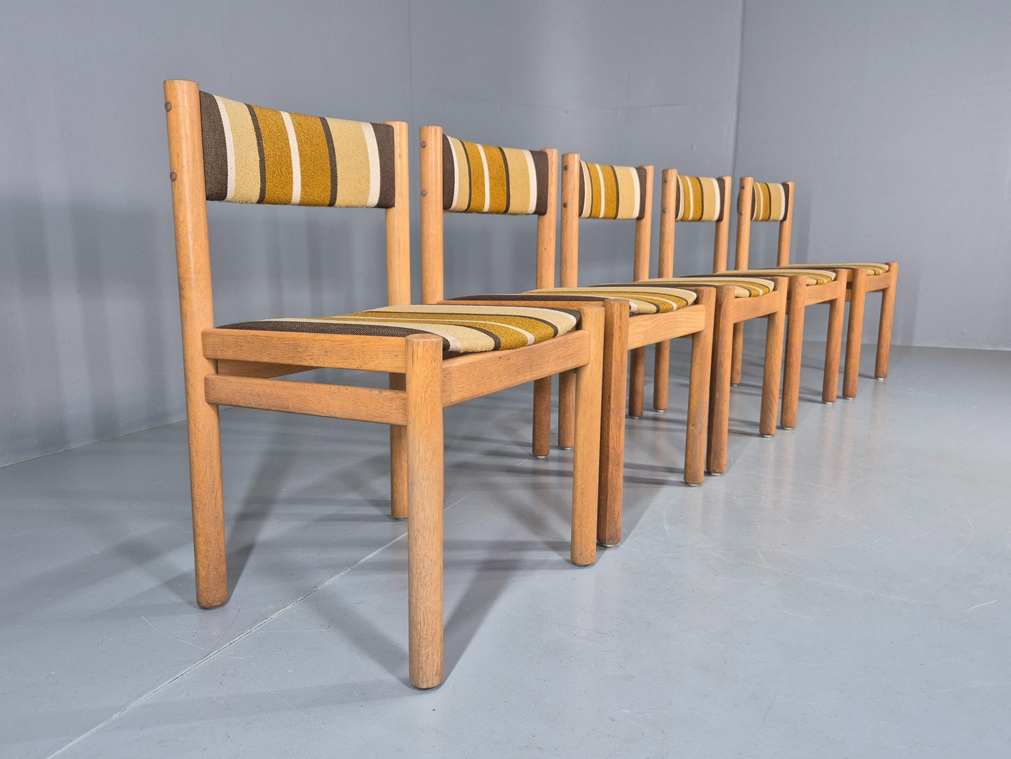 5 Vintage Mid Century Danish Dining Chairs Beech Oak 1970s Retro EB12150