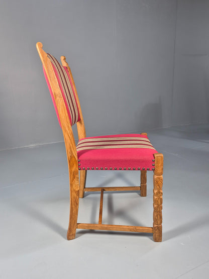 6 Vintage Kjaernulf Style Danish Oak Dining Chairs 1970s Retro Red Wool EB9535