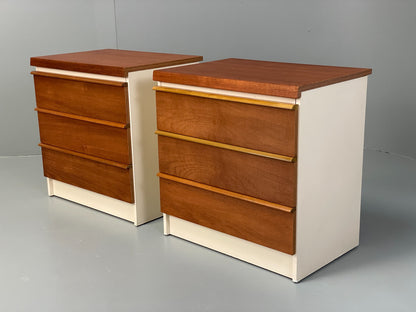 Vintage Bedside Cabinets Teak Pair Chest Of Drawers Retro 1970s White EB12625