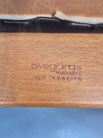MIdCentury Desk Chair Sweden Teak Beech Vinyl 1960s Retro Svegards EB11071 MDIN