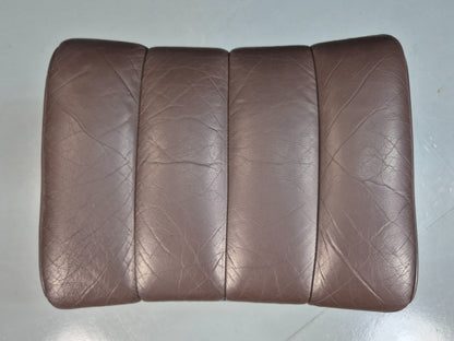 Vintage Mid Century Footstool Stressless 1970s Brown Leather Chrome EB07922