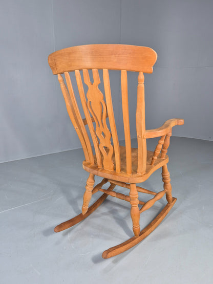 Vintage Beech Rocking Chair Antique Style Late 20th Century Splat Back EB12799