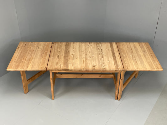 Vintage Ping Dining Table Extending Drop Leaf Chunky Solid Rustic EB10867