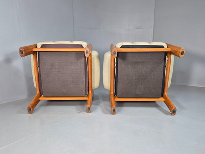2 Vintage Ekornes Montana Lounge Chairs Teak Frames 1980s Retro MCM EB07995