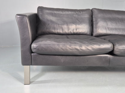 Vintage Stouby 2 Seater Sofa Black Leather 2000s Retro MCM  Quality EB12435