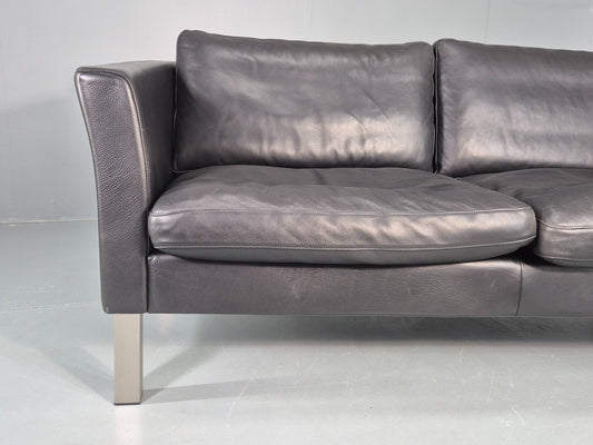 Vintage Stouby 2 Seater Sofa Black Leather 2000s Retro MCM  Quality EB12435