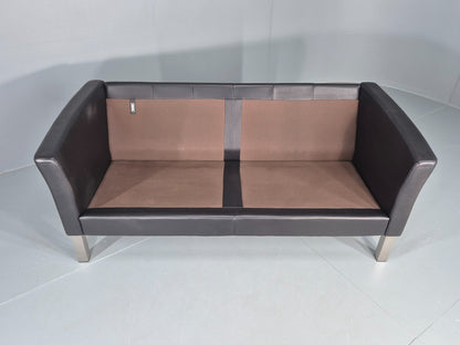 Vintage Stouby 2 Seater Sofa Black Leather 2000s Retro MCM  Quality EB12435