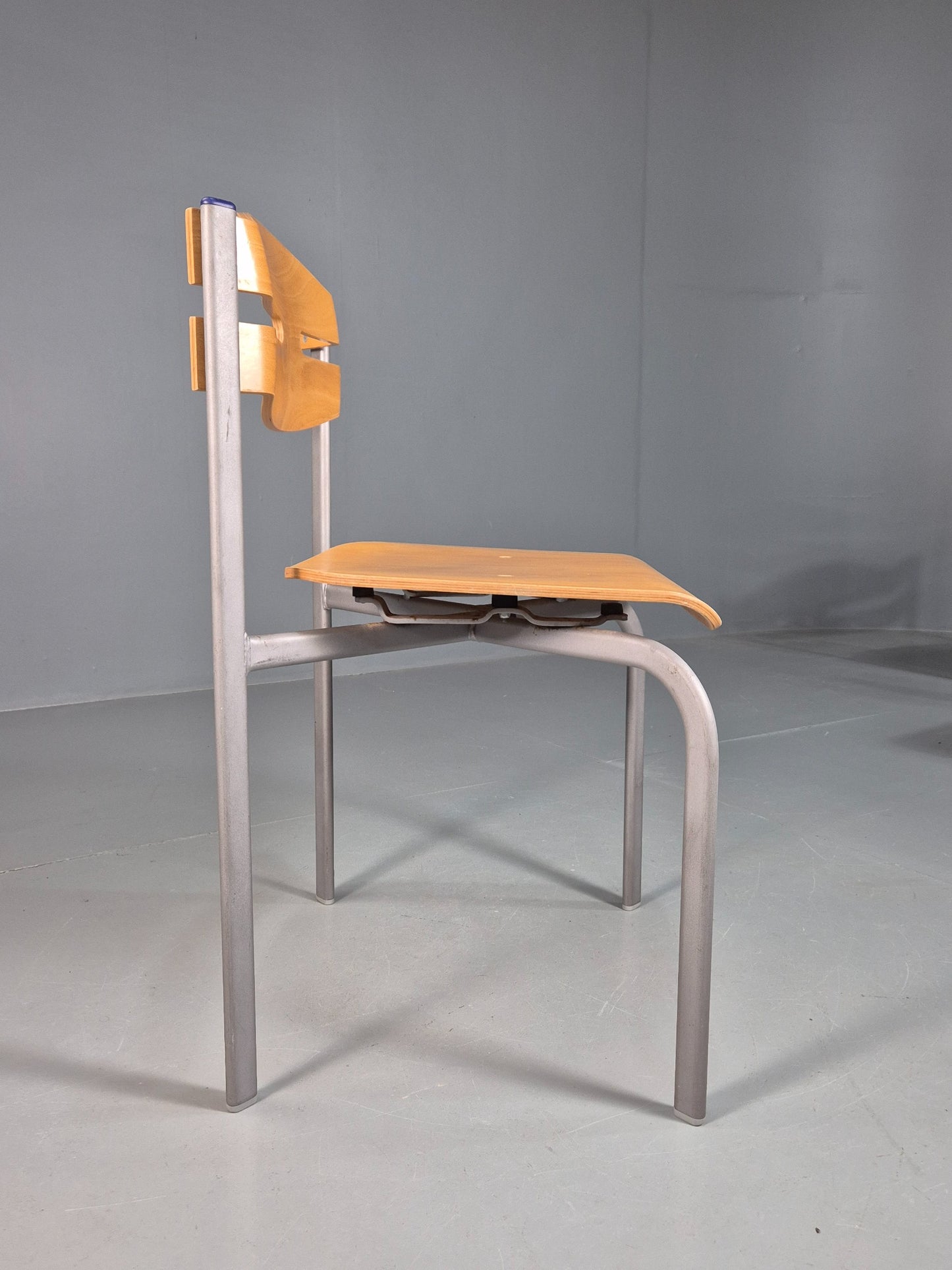 8 Vintage Danish Stacking chairs Plywood and Steel Mid Century Style Retro EB07993
