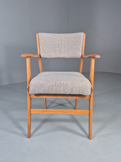 Vintage Mid Century Elbow Chair with New Upholstery 1950s Retro EB12983
