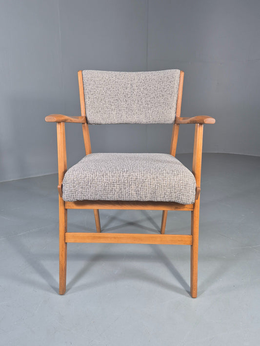 Vintage Mid Century Elbow Chair with New Upholstery 1950s Retro EB12983